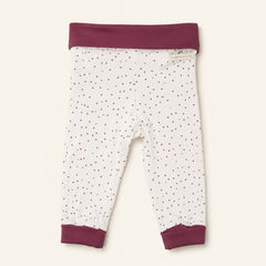 Wit biologisch katoen baby broek met rood dotted print