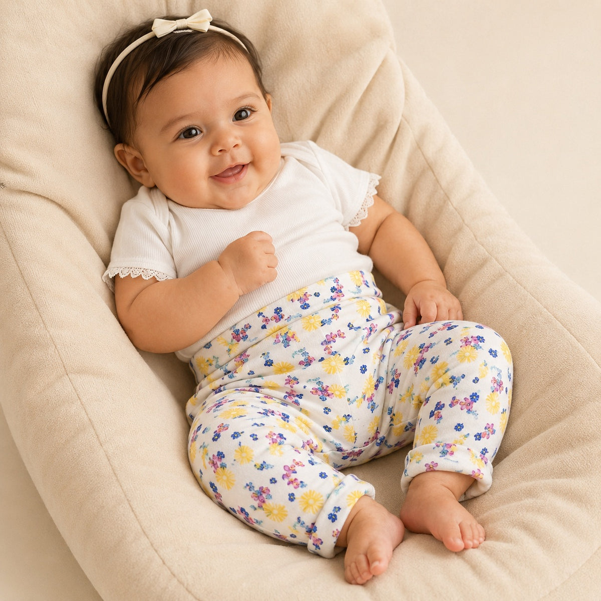 Tiny One baby meisje biologisch katoen broek met floral print