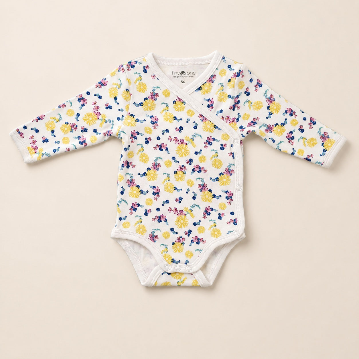 Biologisch katoen baby romper met lange mouwen maat 56
