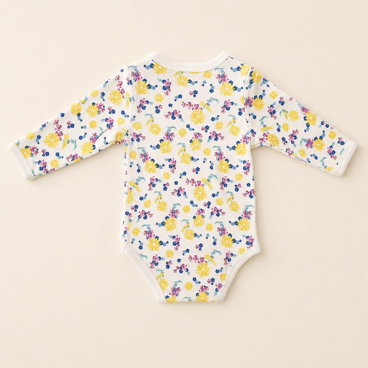 Baby meisje wrap romper met bloemen made from biologisch katoen