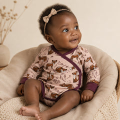 Tiny One fox print baby bodysuit with side snap buttons