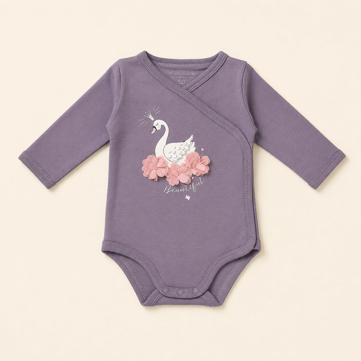 Paars lange mouwen baby romper maat 50 56