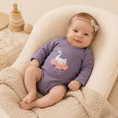 Tiny One paars baby romper met Beautiful zwaan print