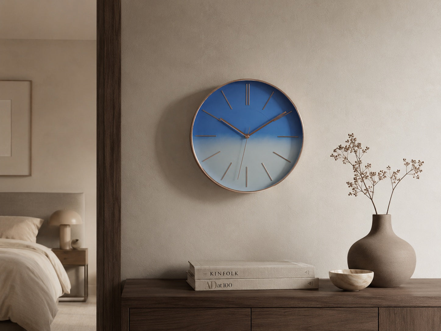 Decorative round wall clock for bedroom and living room