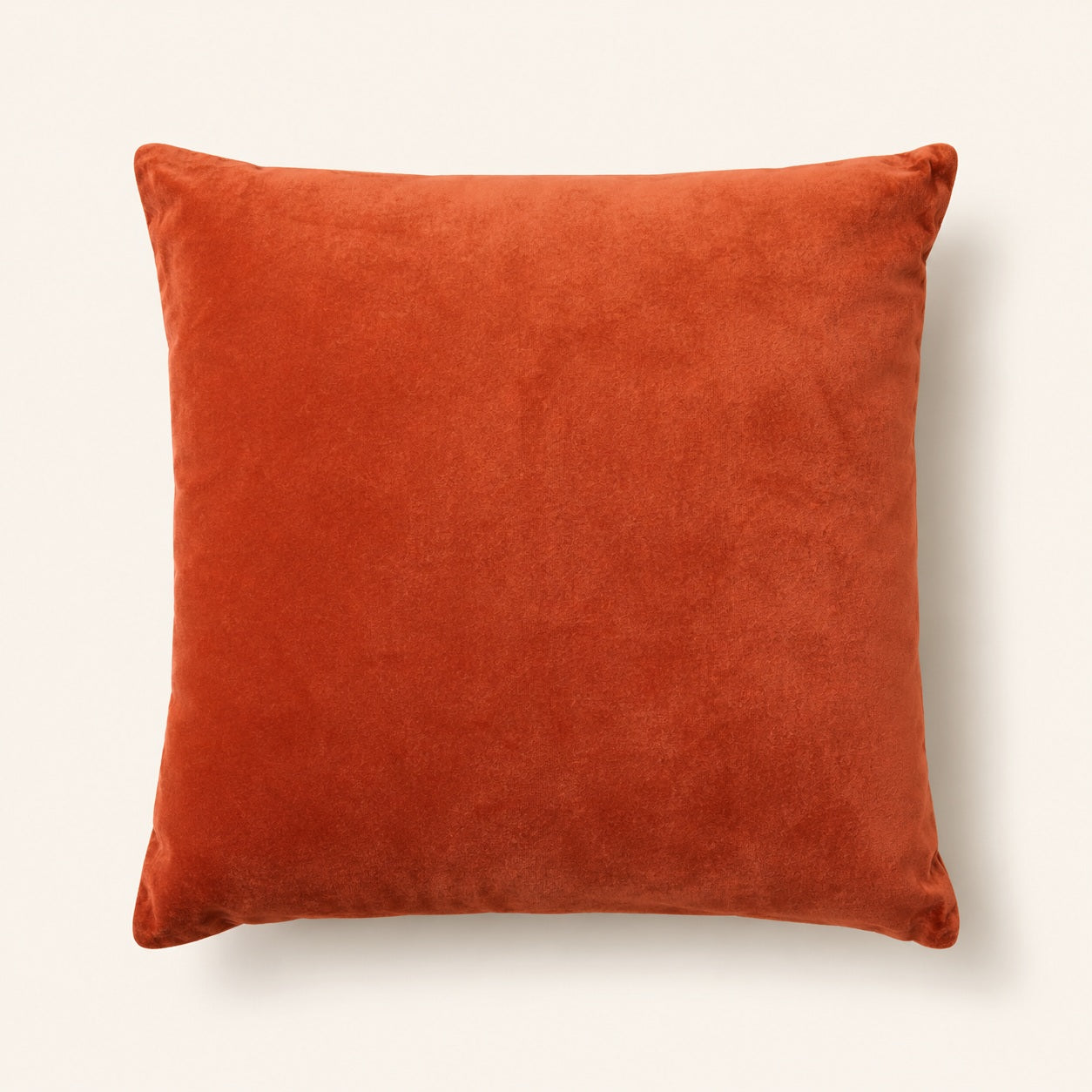 Back view of Vendel terracotta velvet decorative cushion, 45 x 45 cm