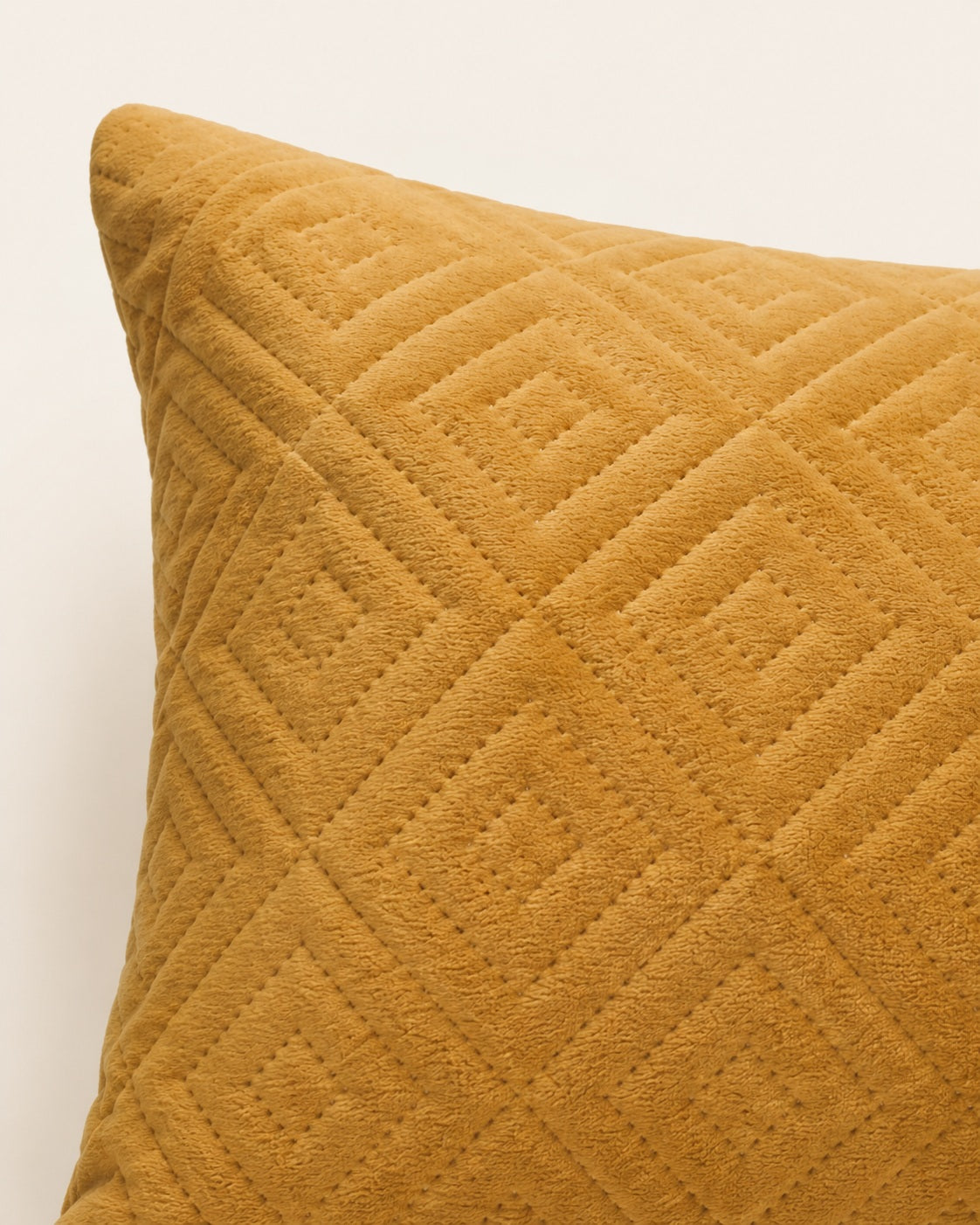 Yellow polyester velvet cushion 50 x 30 cm for sofa or bed