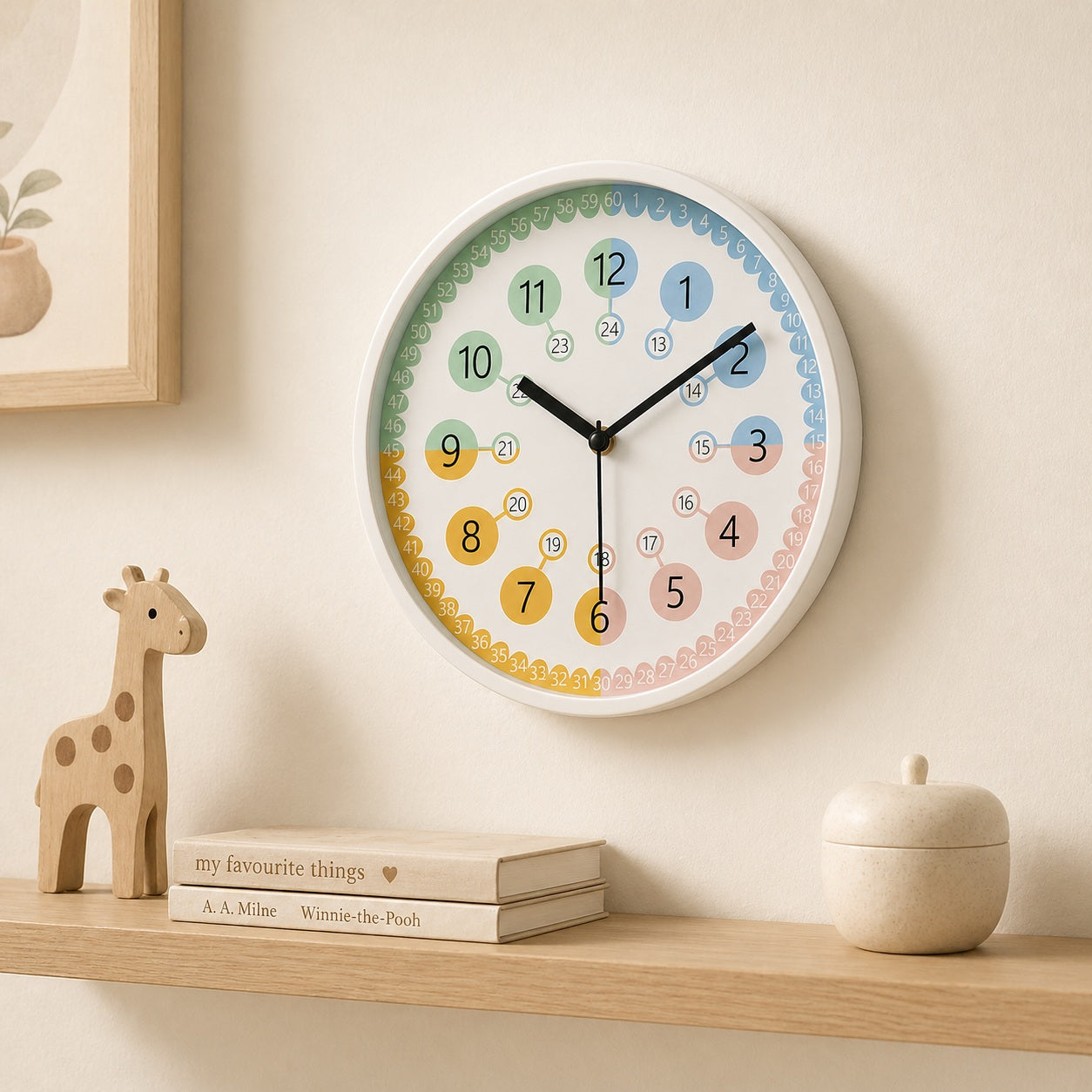Wit kleurrijke learning klok voor playroom nursery