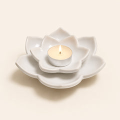 Decorative white ceramic candle holder 15 cm