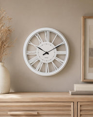 White Vintage Wall Clock with Roman Numerals