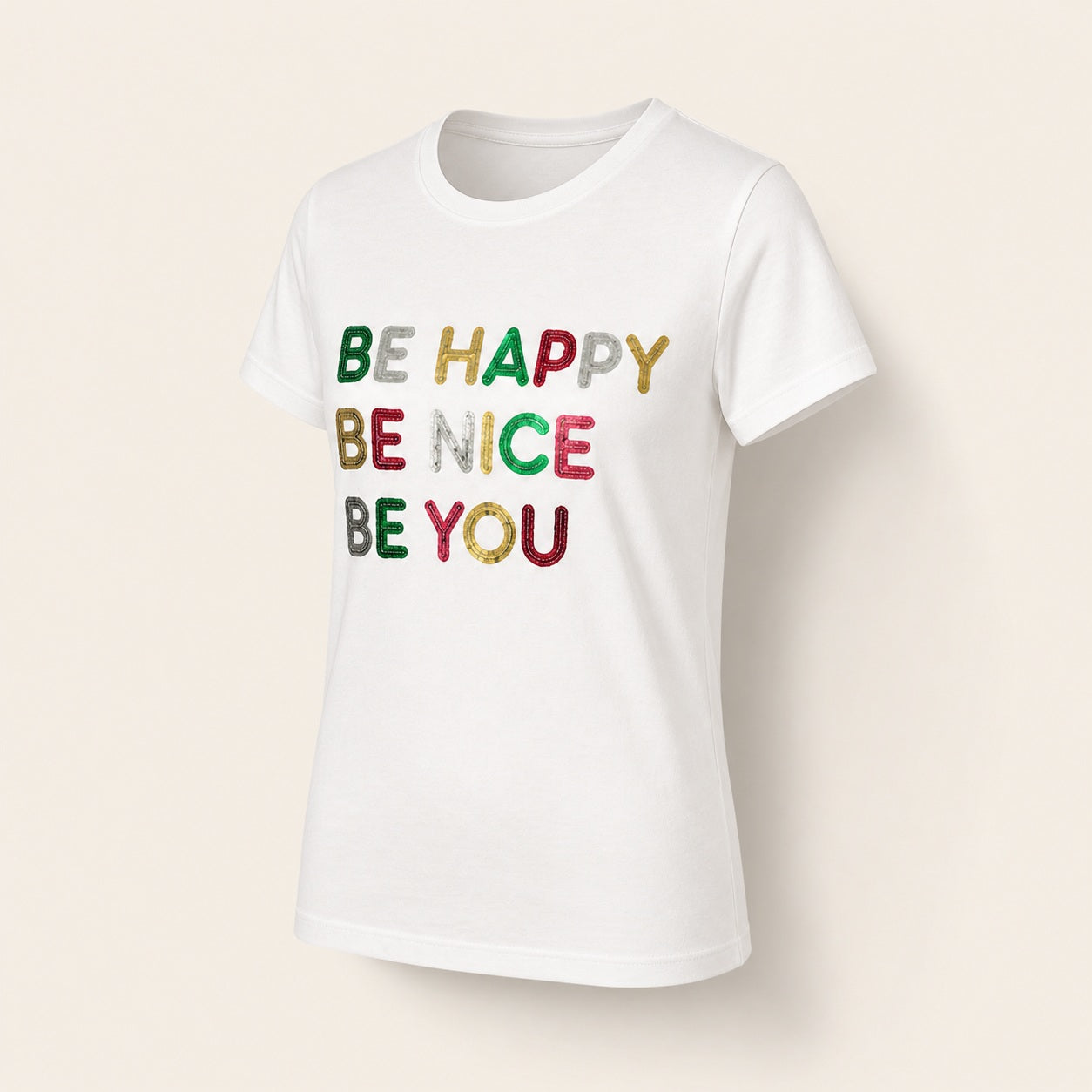 Wit inspirational slogan T shirt voor dames met kleurrijke lettering
