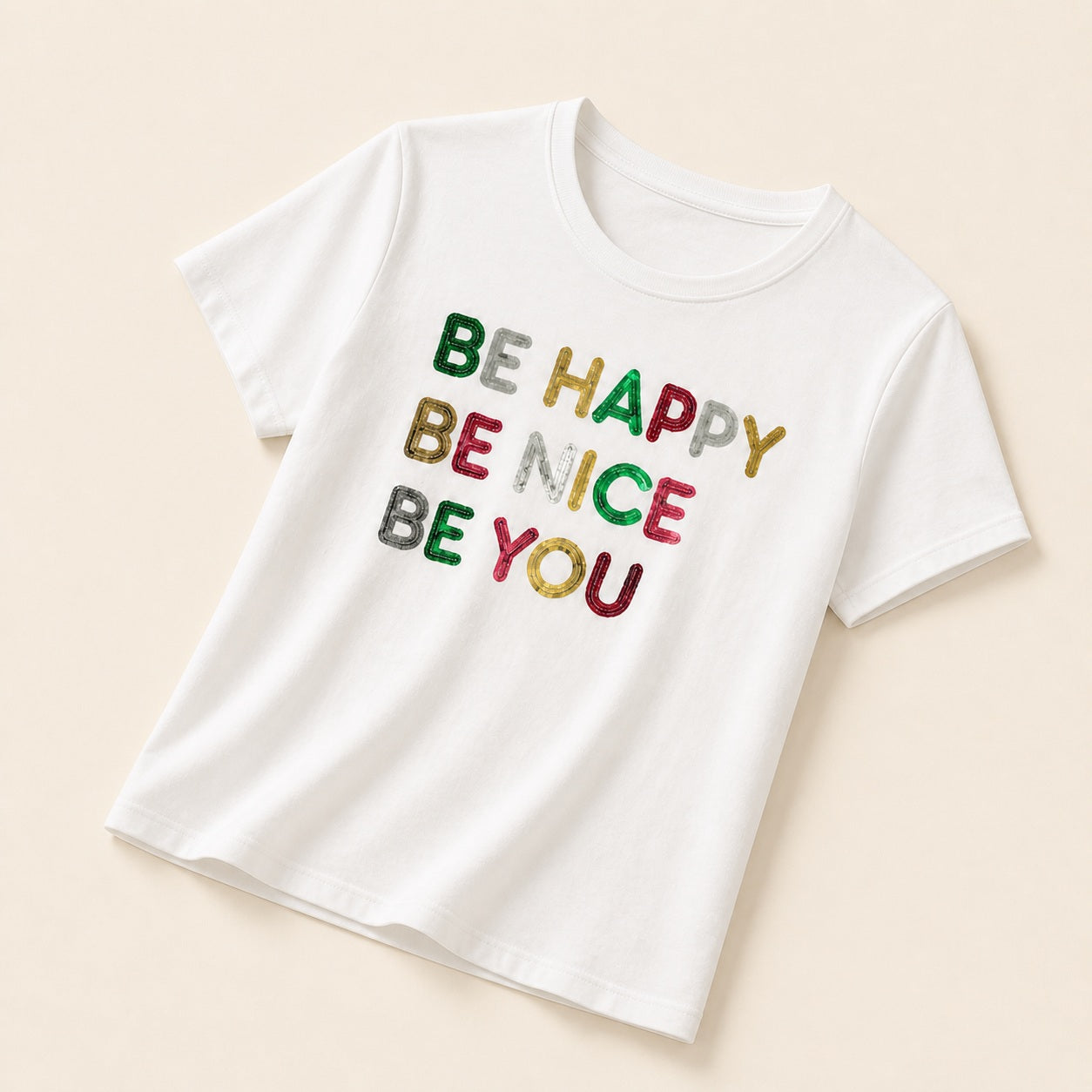 Dames graphic slogan T shirt wit met kleurrijke text