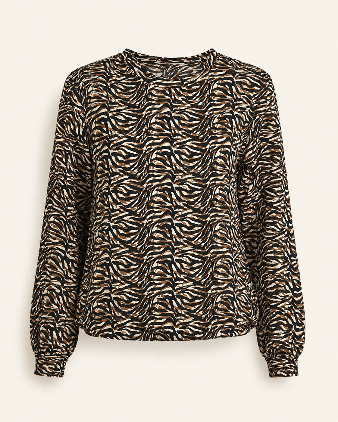 Tiger stripe modal blend top with long sleeves