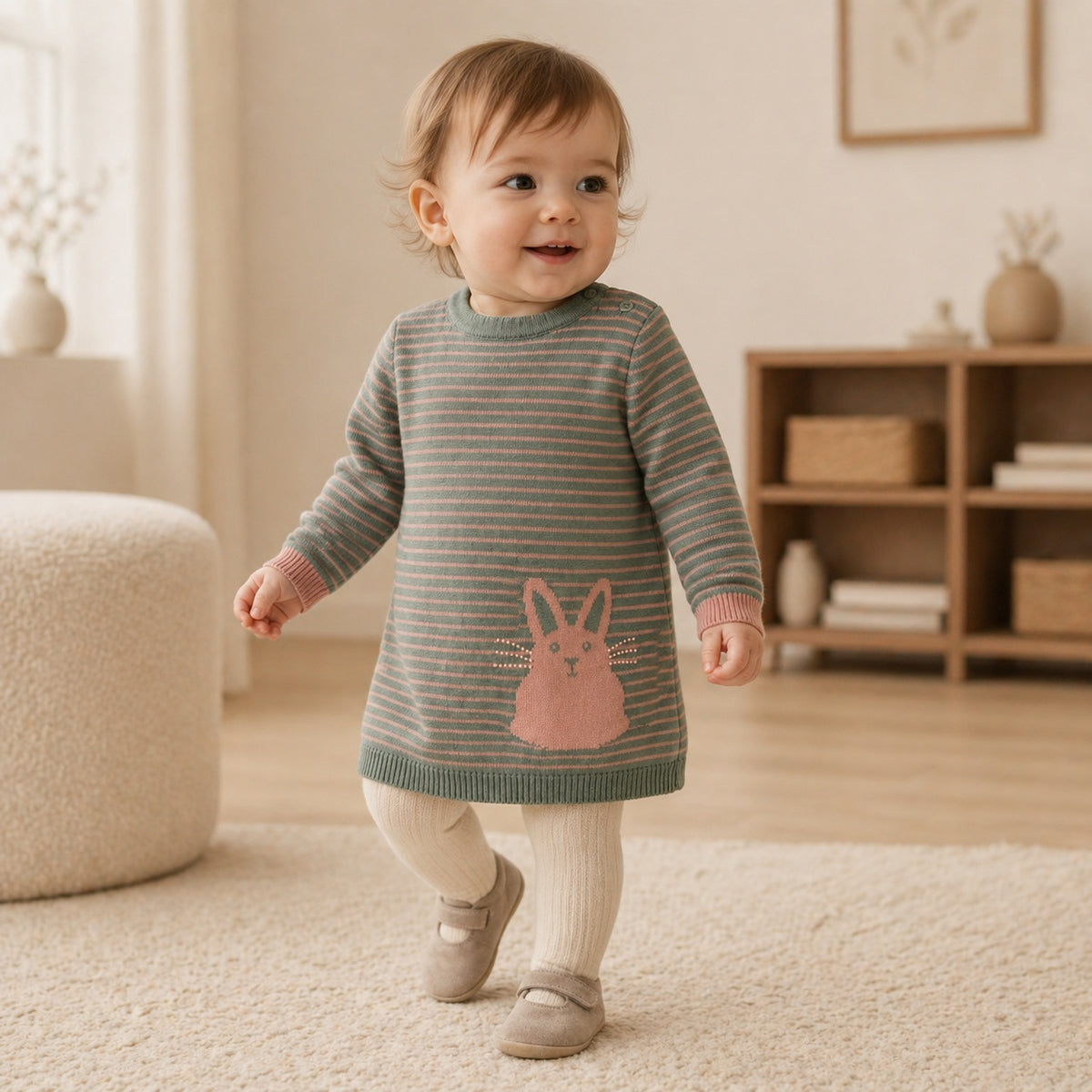 Cecili baby meisjes gestreept konijn lange mouwen top