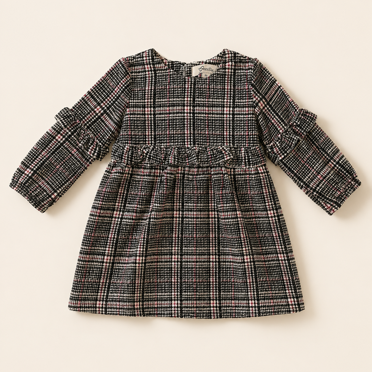 Meisjes checked jurk met ruffle detail