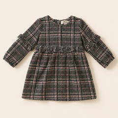 Meisjes checked jurk met ruffle detail