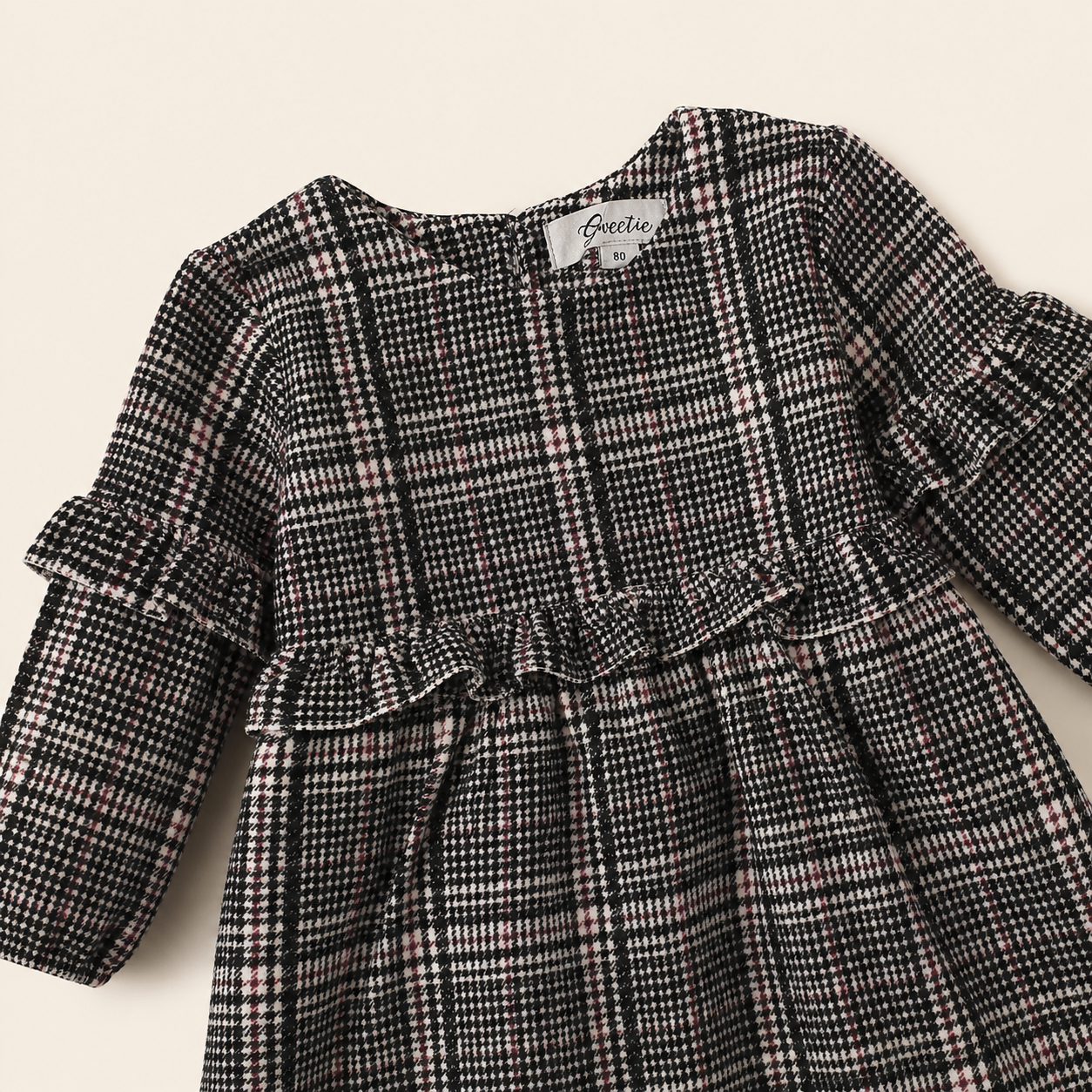Lange mouwen baby meisje jurk met back button fastening