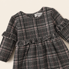 Lange mouwen baby meisje jurk met back button fastening