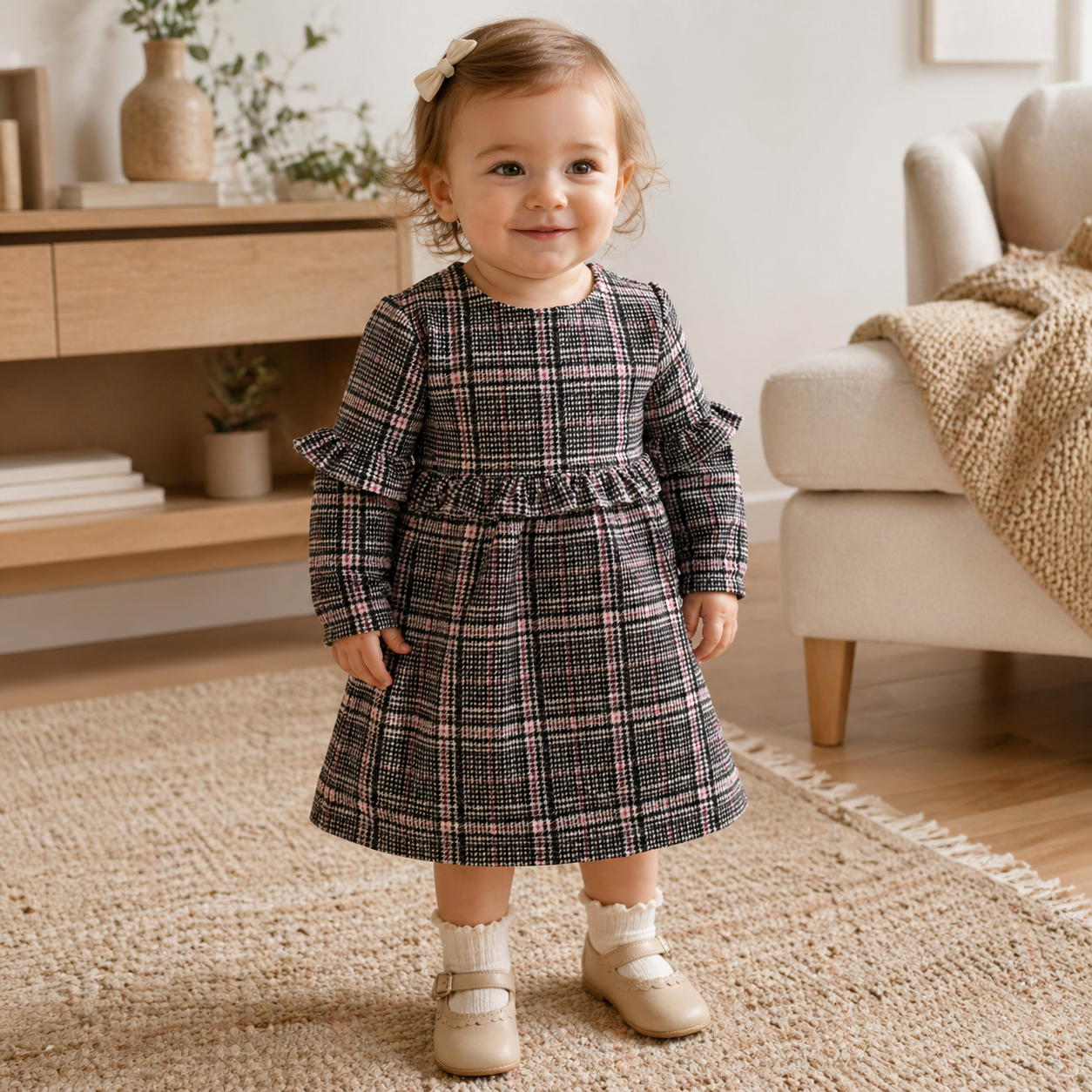 Kalene toddler jurk met klassiek check pattern