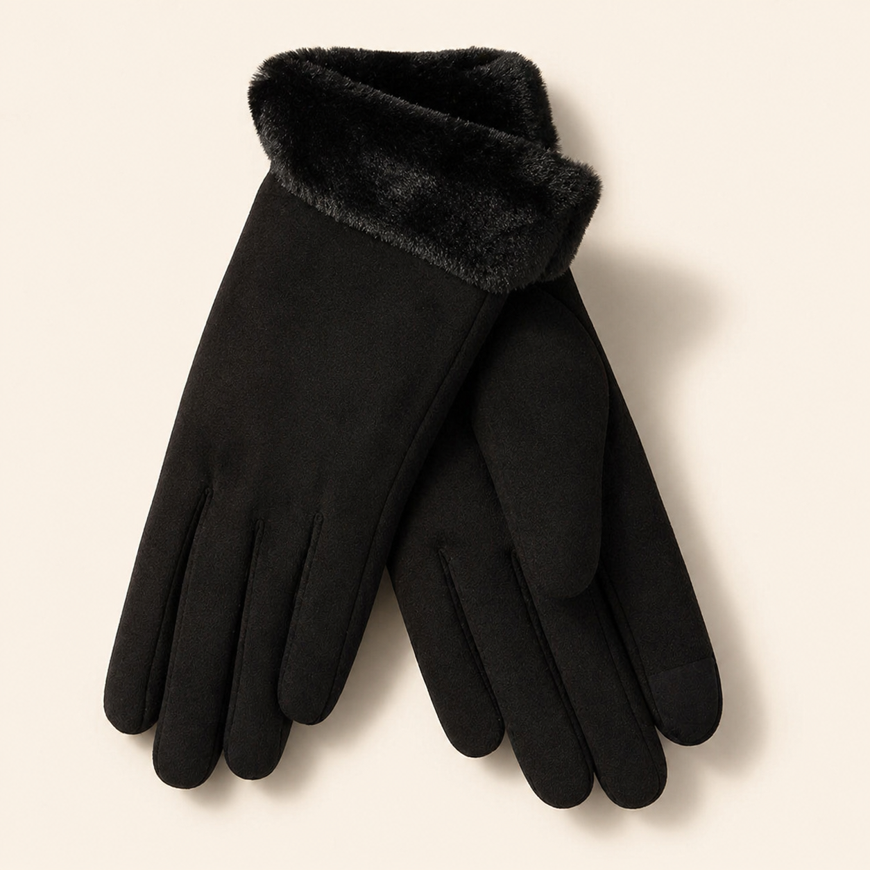 Warm black touchscreen gloves for cold weather