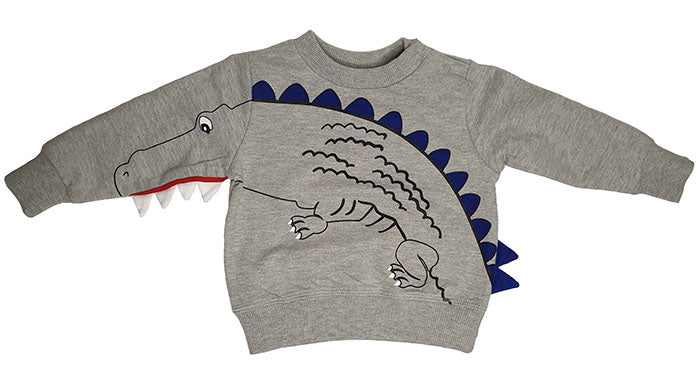 Pytteliten-Stego-Baby-boy-pullover-Trui-Tops-Sweater-Longsleeves-Lange-mouwen-Jongens-Grijs-Gray-Dinosaurus-Dinosaur-Dino-Babykleding-clothes